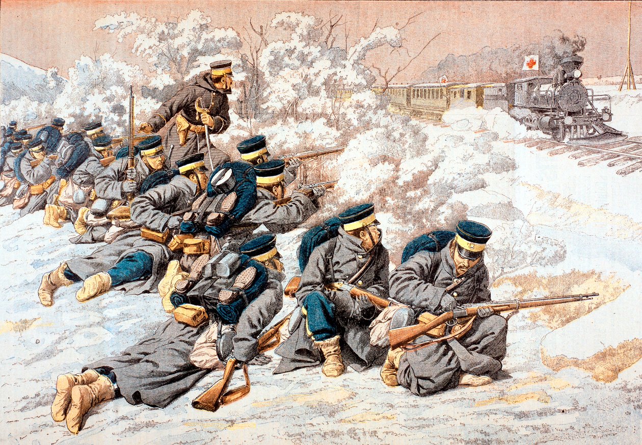 Disparos japoneses no trem da Cruz Vermelha Russa, Guerra Russo-Japonesa, 1904 de Unbekannt