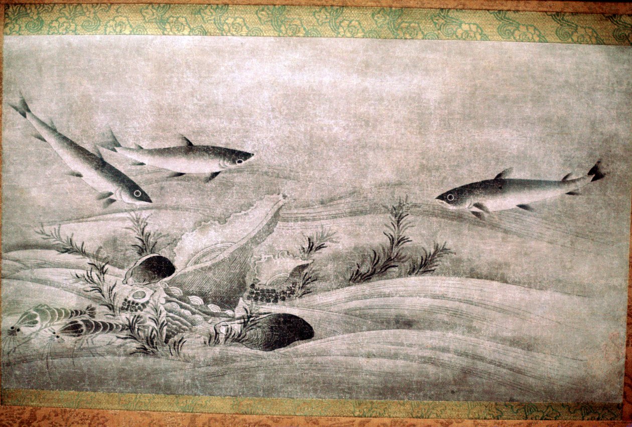 pintura japonesa de peixes de Unbekannt