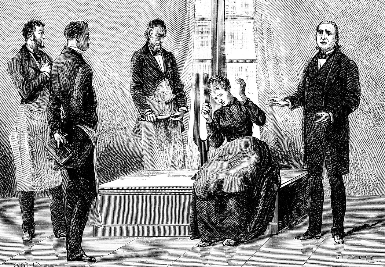 Jean Martin Charcot demonstrando hipnose, 1879 de Unbekannt