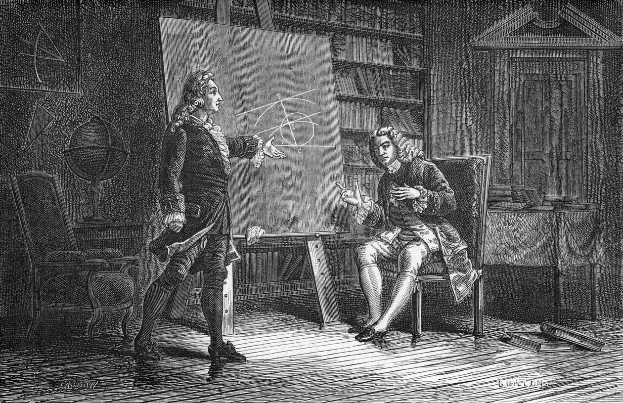Jean e Jacques Bernoulli trabalhando em problemas geométricos, século XVIII, 1874 de Unbekannt