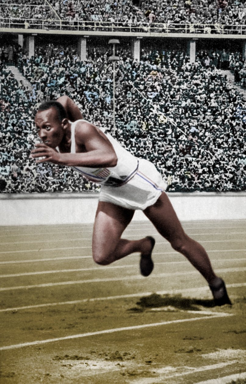 Jesse Owens no início dos 200 metros nos Jogos Olímpicos de Berlim, 1936 de Unbekannt