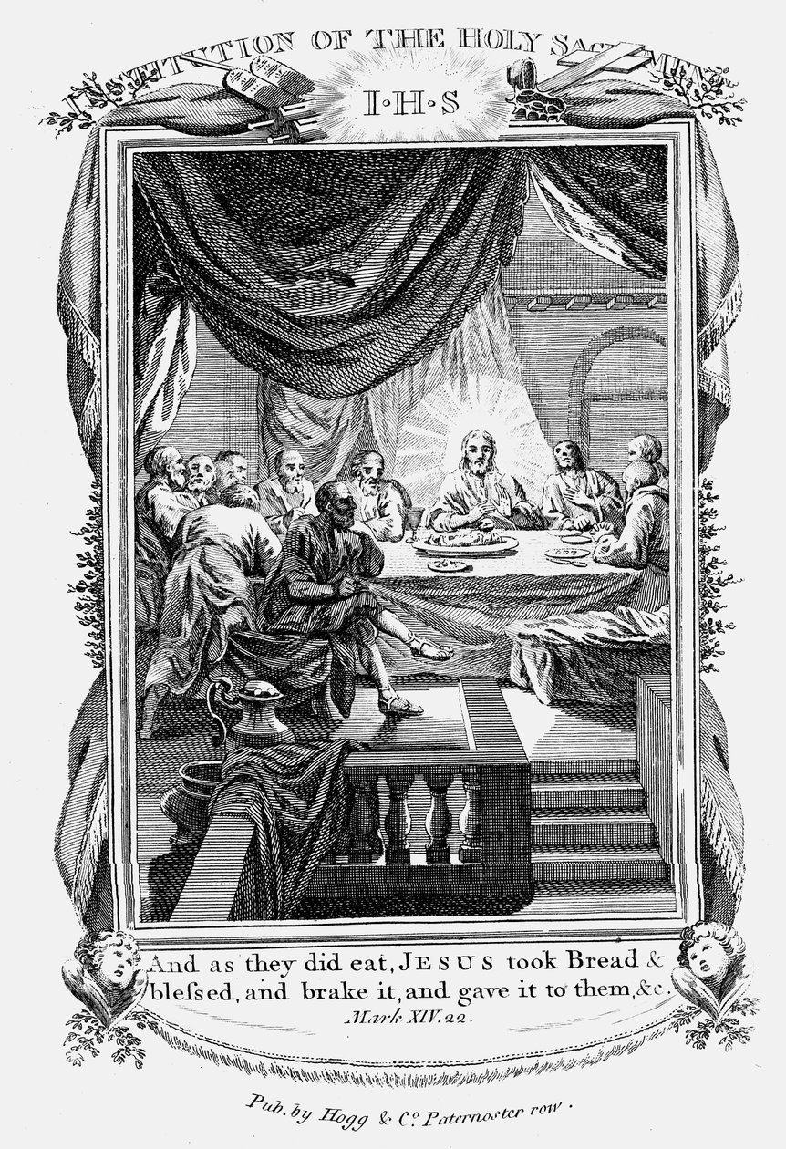 Jesus e seus discípulos na Última Ceia, c1804 de Unbekannt