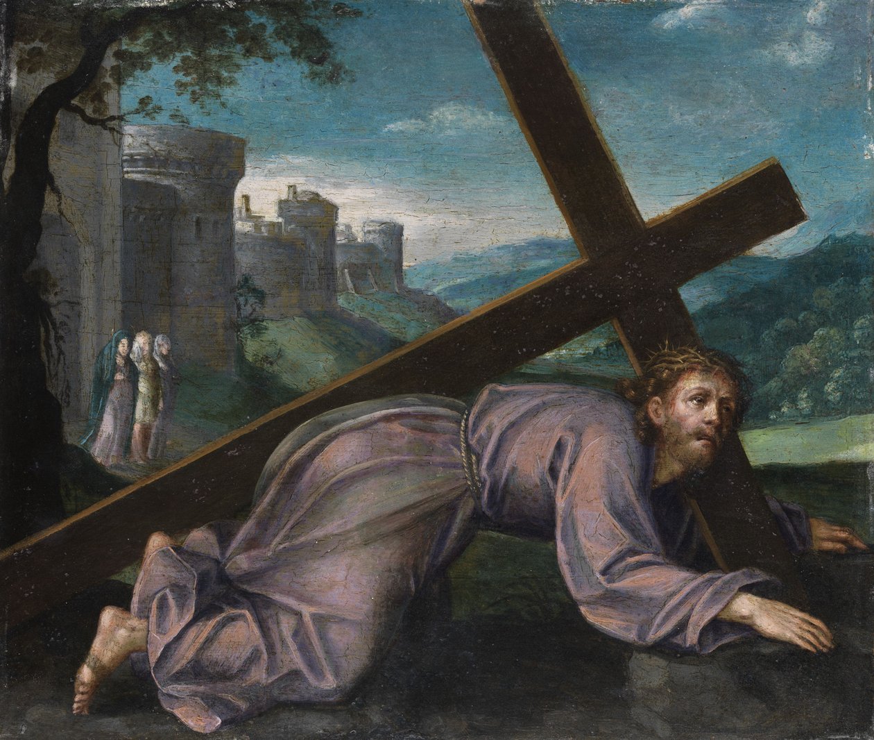 Jesus cai sob a cruz. pintor do norte da Itália do século XVII de Unbekannt