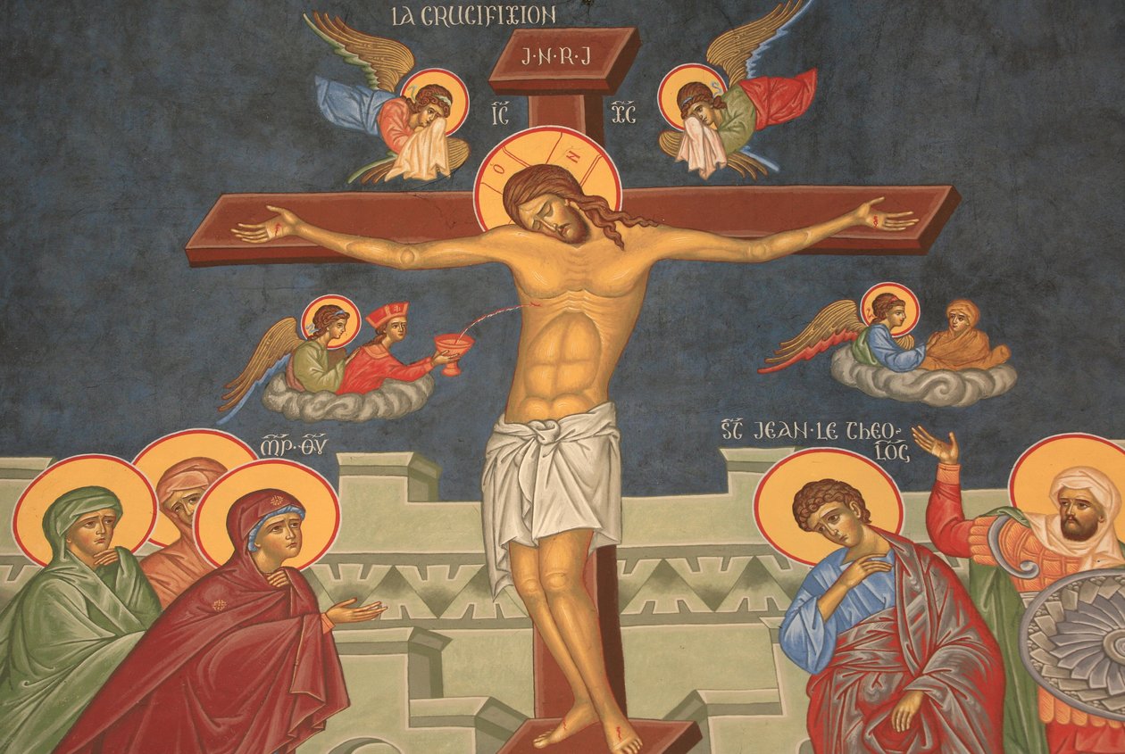 A crucificação de Jesus. Igreja ortodoxa de Saint-Antoine-le-Grand Saint-Laurent-en-Royans França de Unbekannt