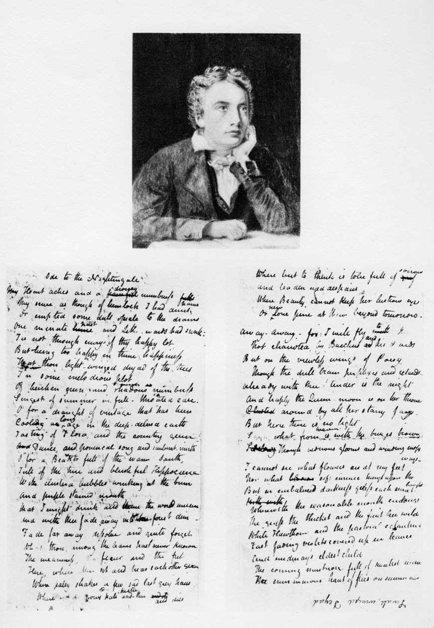John Keats, poeta inglês e sua Ode a um rouxinol, 1819 1958 de Unbekannt