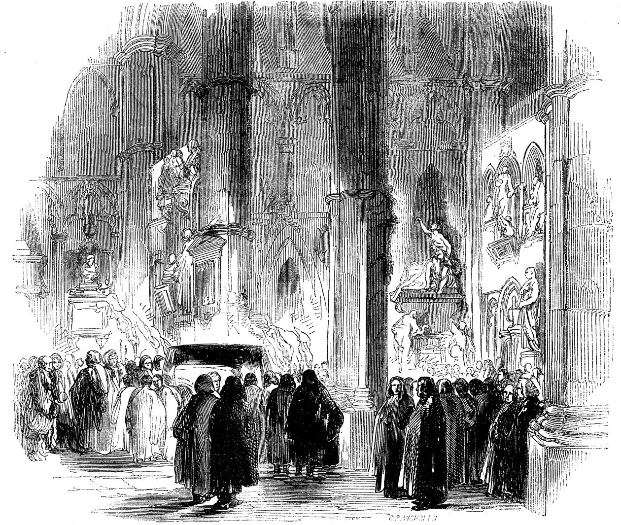 Funeral à luz de tochas de Joseph Addisons na Abadia de Westminster, 1719 c1850 de Unbekannt