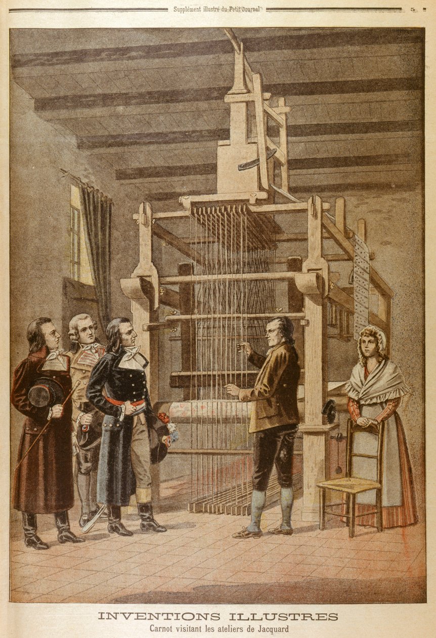 Joseph Marie Jacquard, mostrando seu tear a Lazare Carnot, Lyon, França, 1801 1901 de Unbekannt