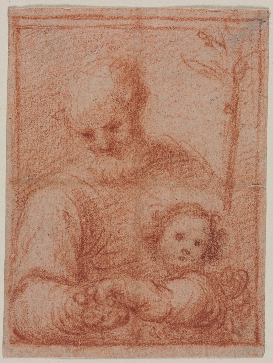 Joseph e Child reto, fragmento de duas figuras verso, século XVI. de Unbekannt