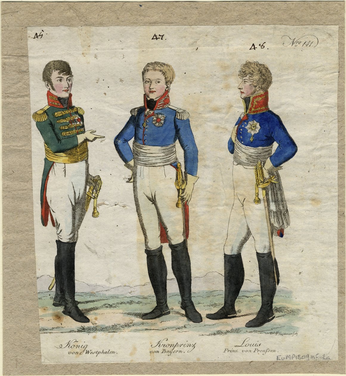 Jérôme Bonaparte, rei da Vestfália, príncipe Louis Ferdinand da Prússia e Ludwig I da Baviera, ca de Unbekannt