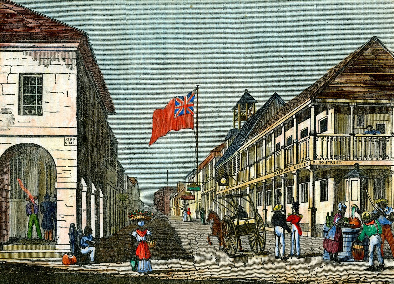 Junção de Harbor Street e King Street, Kingston, Jamaica, c1835 de Unbekannt