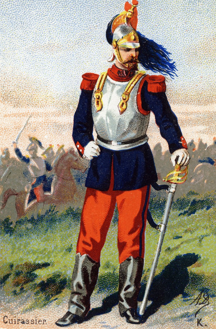K: Cuirassier. Gravura em "Alfabeto Militar" . Iniciais do Ilustrador: A. D. Editora desconhecida. Cromolitógrafos do final do século XIX. Dim: 10,5x7cm . de Unbekannt