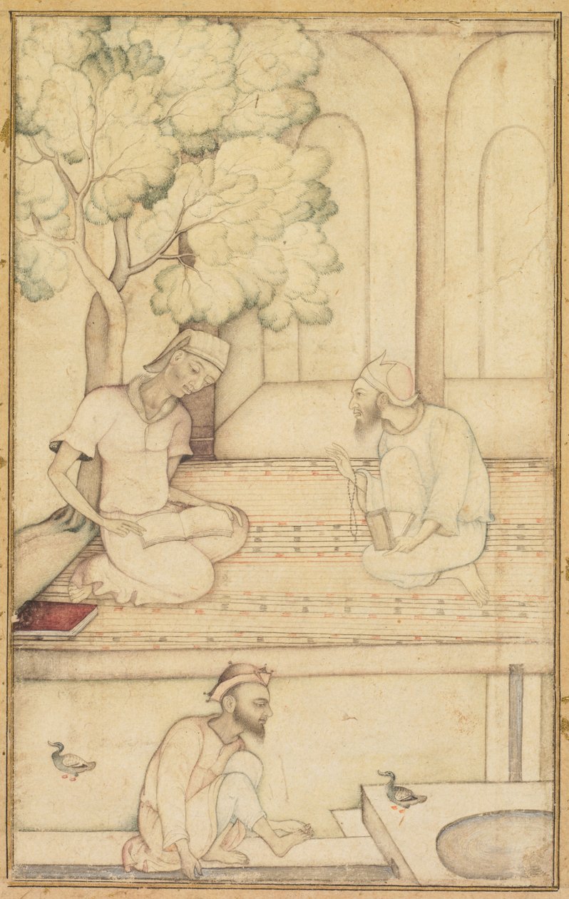 Kabir e dois seguidores em um terraço, c. 1610-1620. de Unbekannt