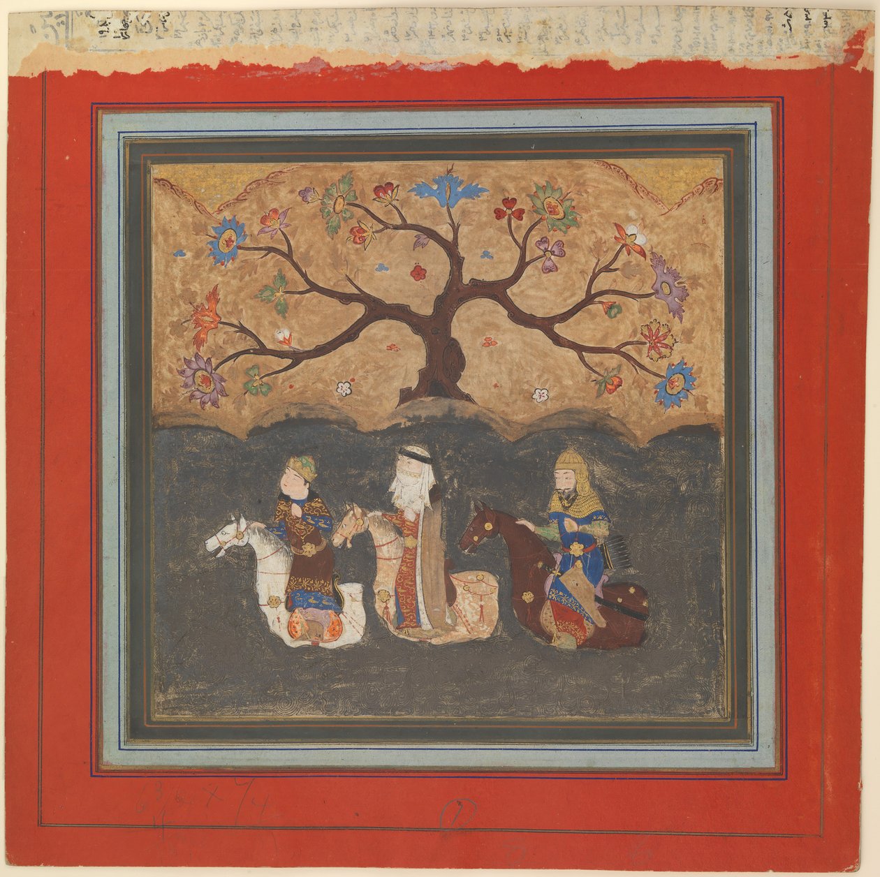 Kai Khusrau, Farangis e Giv Atravessando o Rio Jihun Oxus, Folio from a..., meados do século XV. de Unbekannt
