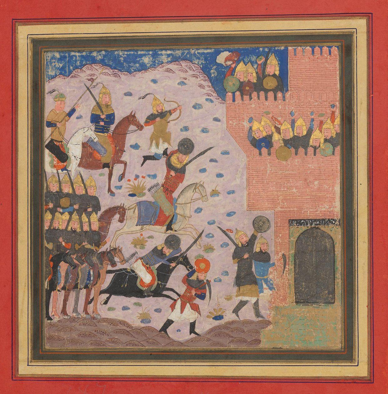 Kai Khusrau, Gudarz e Giv Capturando a Fortaleza do Demônio, Bahman ..., ca. 1430-40. de Unbekannt