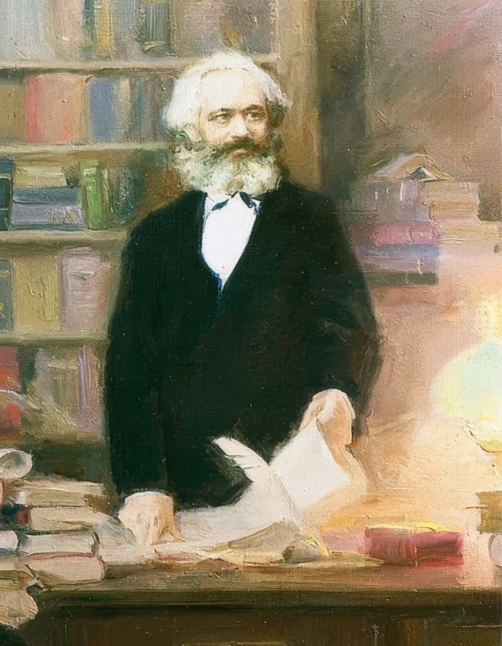 Karl Marx em seu estudo. Por volta de 1875 de Unbekannt