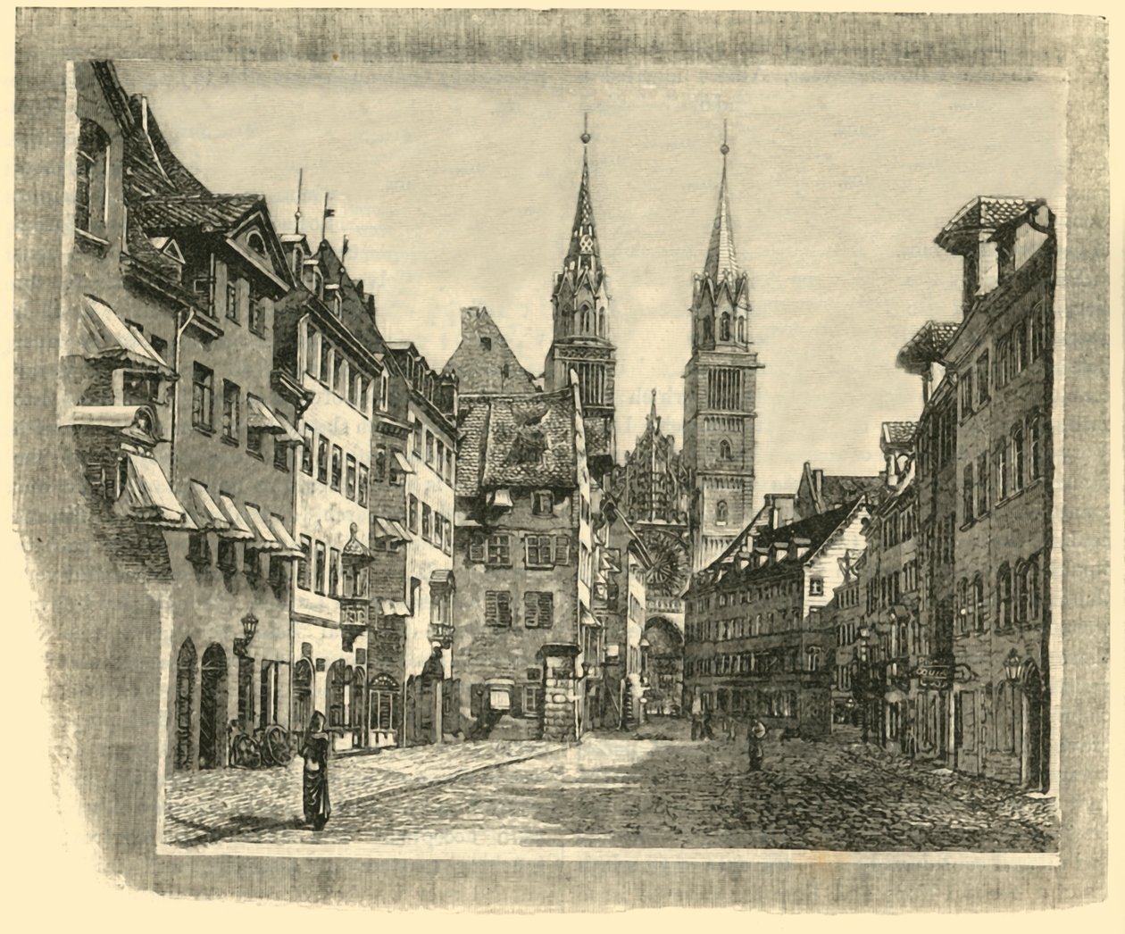 Karolinen-Strasse e Igreja de São Lourenço, Nuremberg, 1890. de Unbekannt
