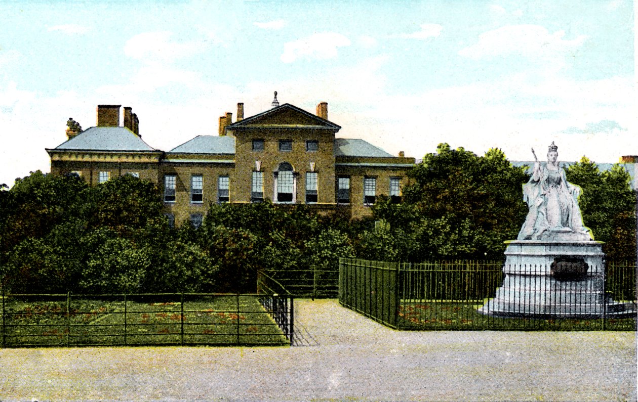 Palácio de Kensington e estátua da rainha Victorias, Londres, século 20 de Unbekannt
