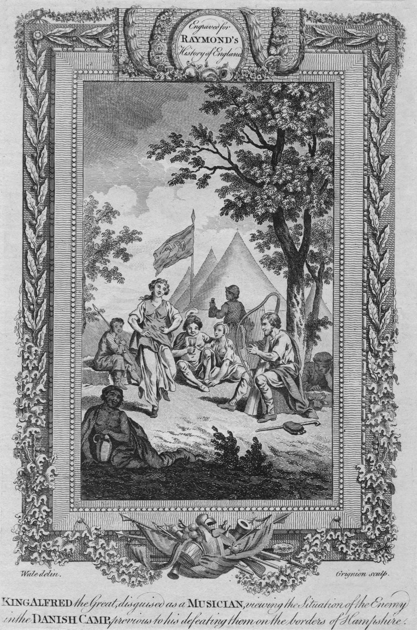 Rei Alfred, o Grande, disfarçado de músico, vendo a Situação do Inimigo, c1787 de Unbekannt