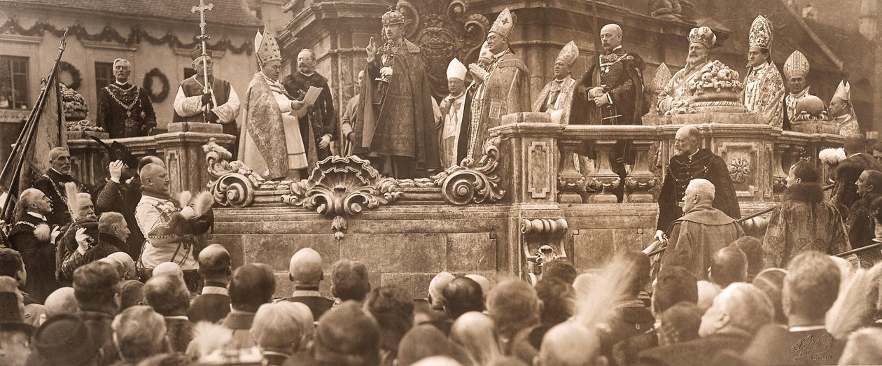 Rei Carlos IV, prestando juramento de coroação em Budapeste, em 30 de dezembro de 1916, 1916. de Unbekannt
