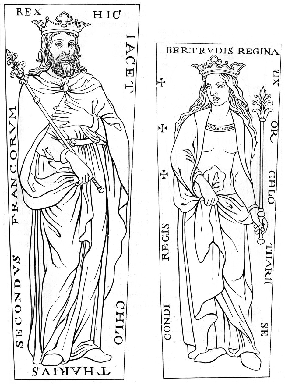 Rei Clotaire II 584-629 e Bertude 575-604, século XII 1849 de Unbekannt