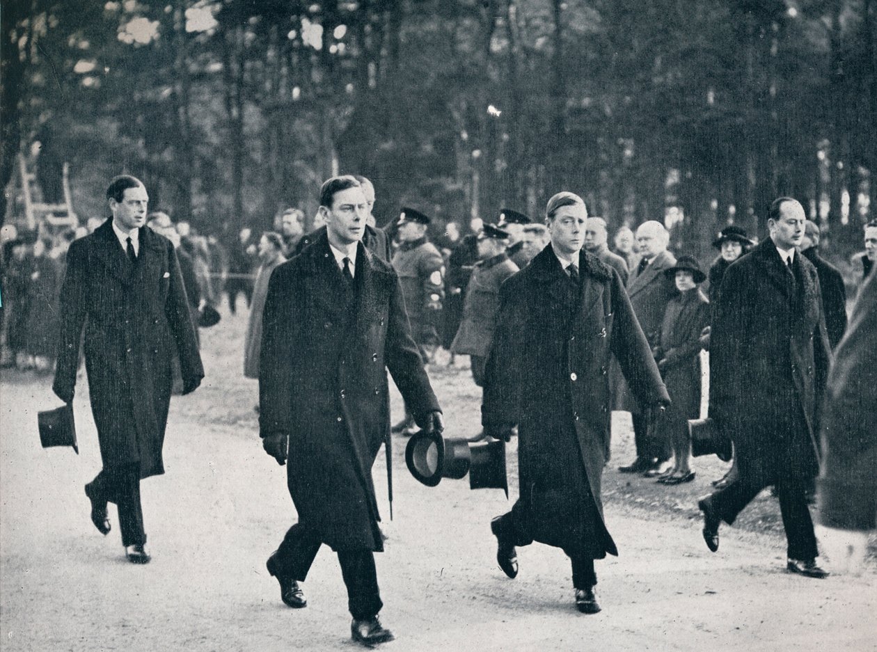 O rei Eduardo VIII e seus três irmãos seguem o transporte de armas, 1936 de Unbekannt