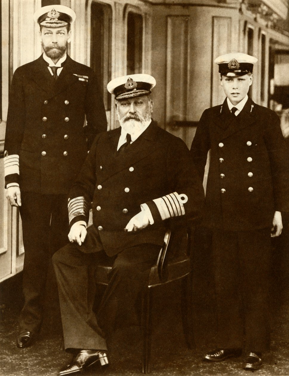 Rei Edward VII com seu filho George, príncipe de Gales e neto Prince Edward, 1910, 1935. de Unbekannt