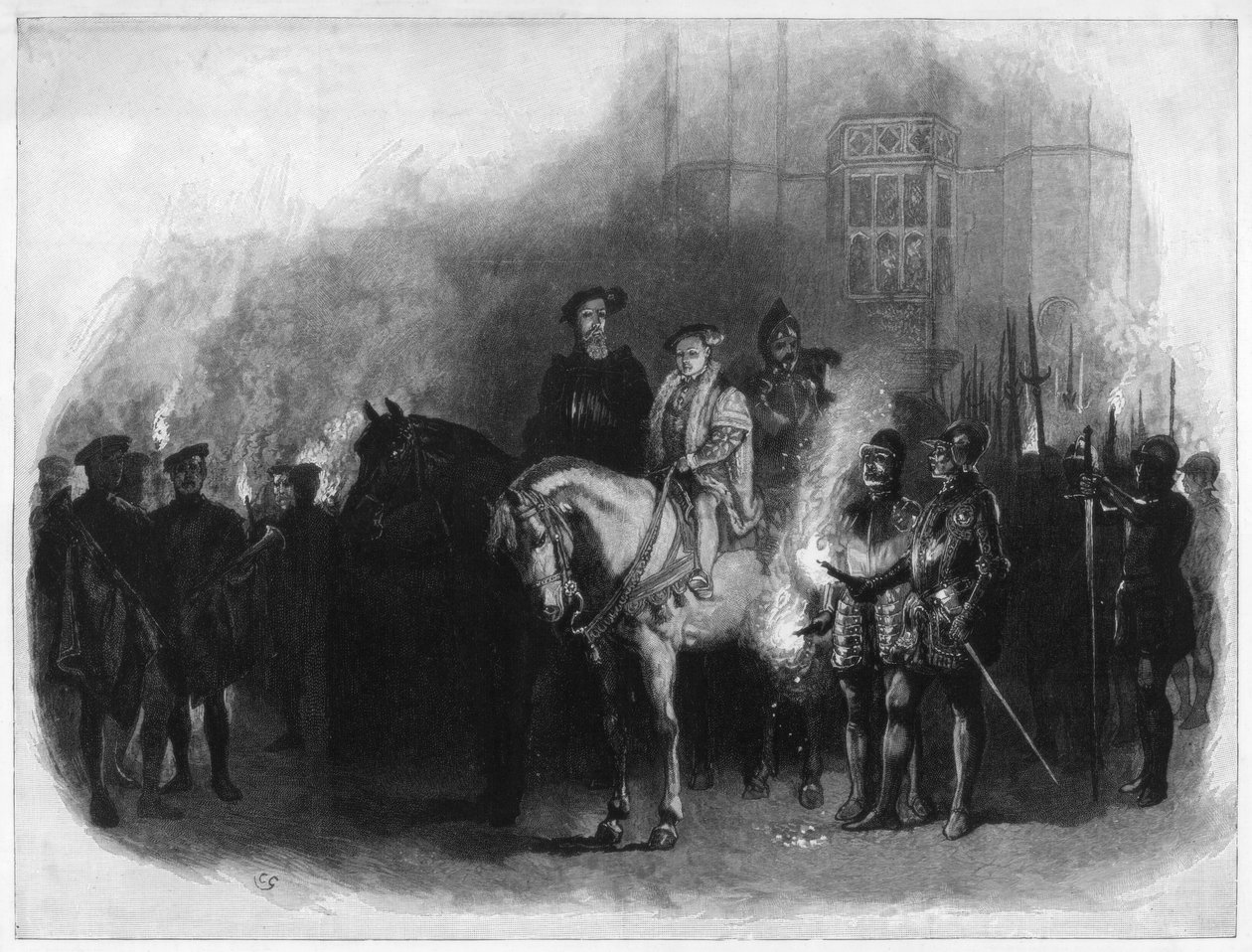 Rei Edward VI e Edward Seymour, duque de Somerset, Hampton Court, século XIX de Unbekannt