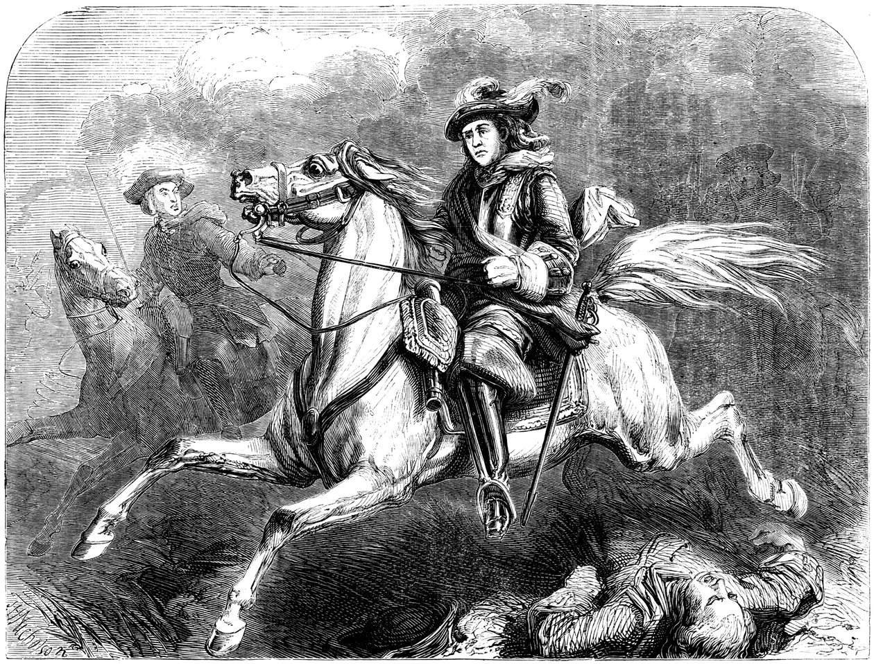 Rei George II na batalha de Dettingen, 1743 de Unbekannt