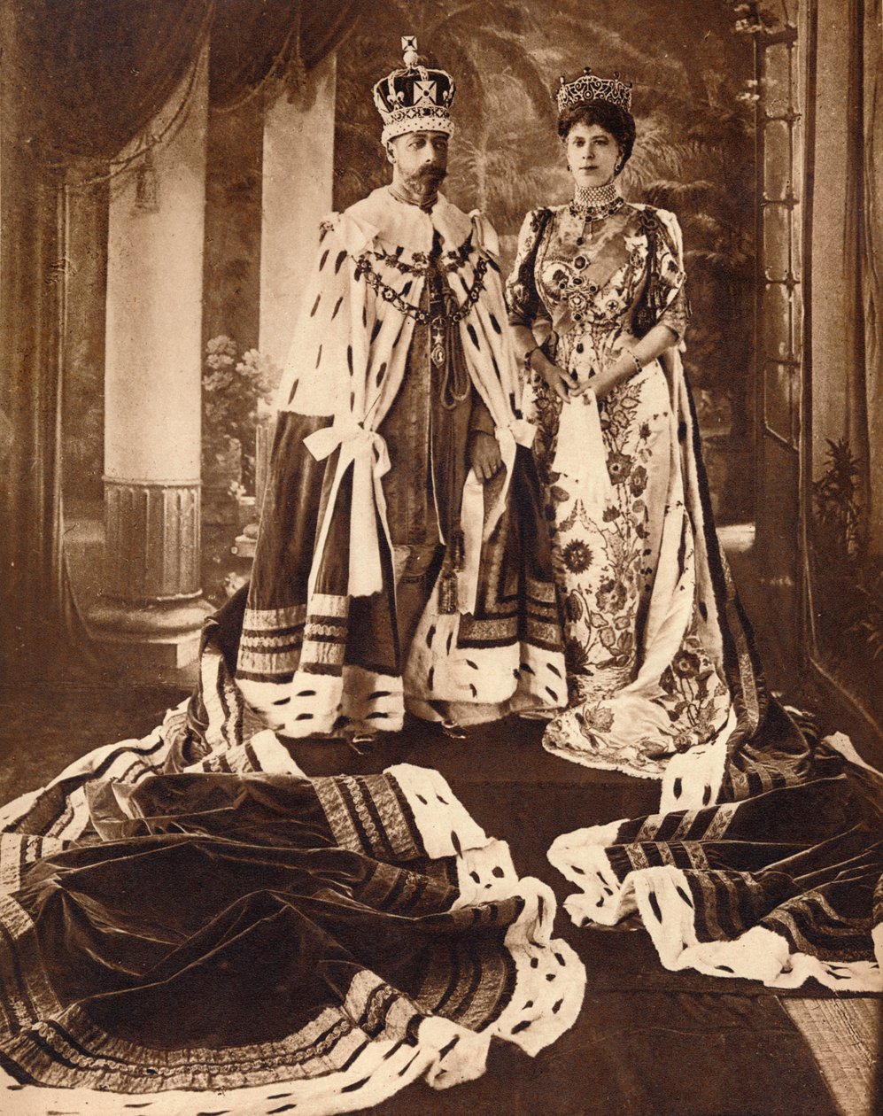 O rei George V e a rainha Mary coroaram e vestiram-se para o Delhi Durbar, 1911 1935. de Unbekannt