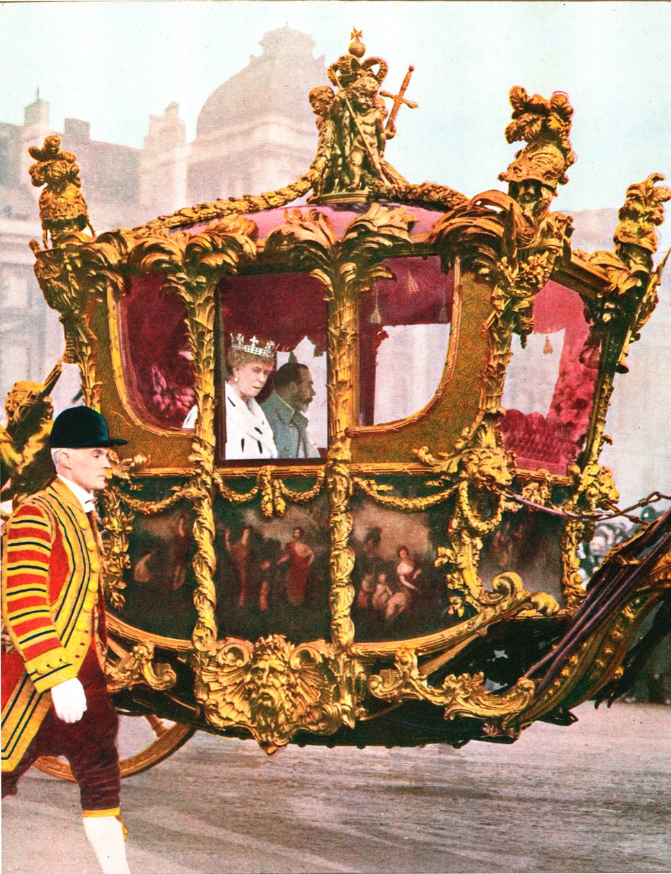 Rei George V e Queen Mary no histórico State Coach, c1935 de Unbekannt