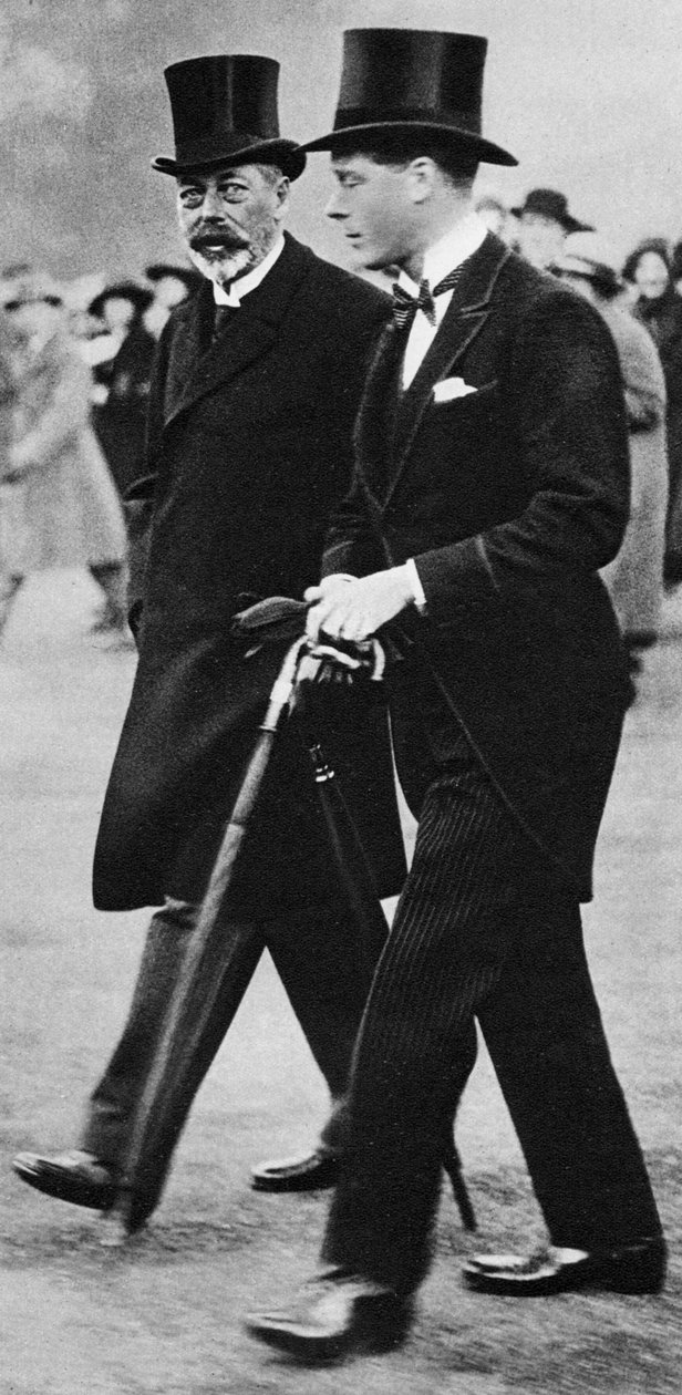 Rei George V e seu filho, Prince Edward, Duque de Windsor, década de 1930 de Unbekannt
