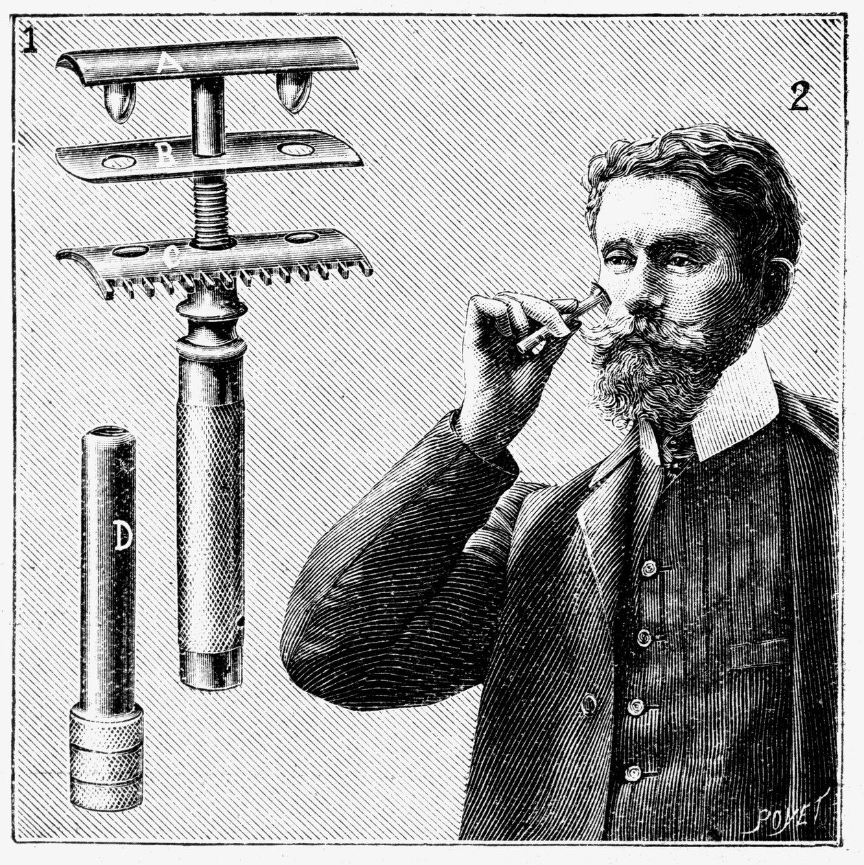 Aparelho de barbear King Gillettes com lâmina substituível, 1905 de Unbekannt