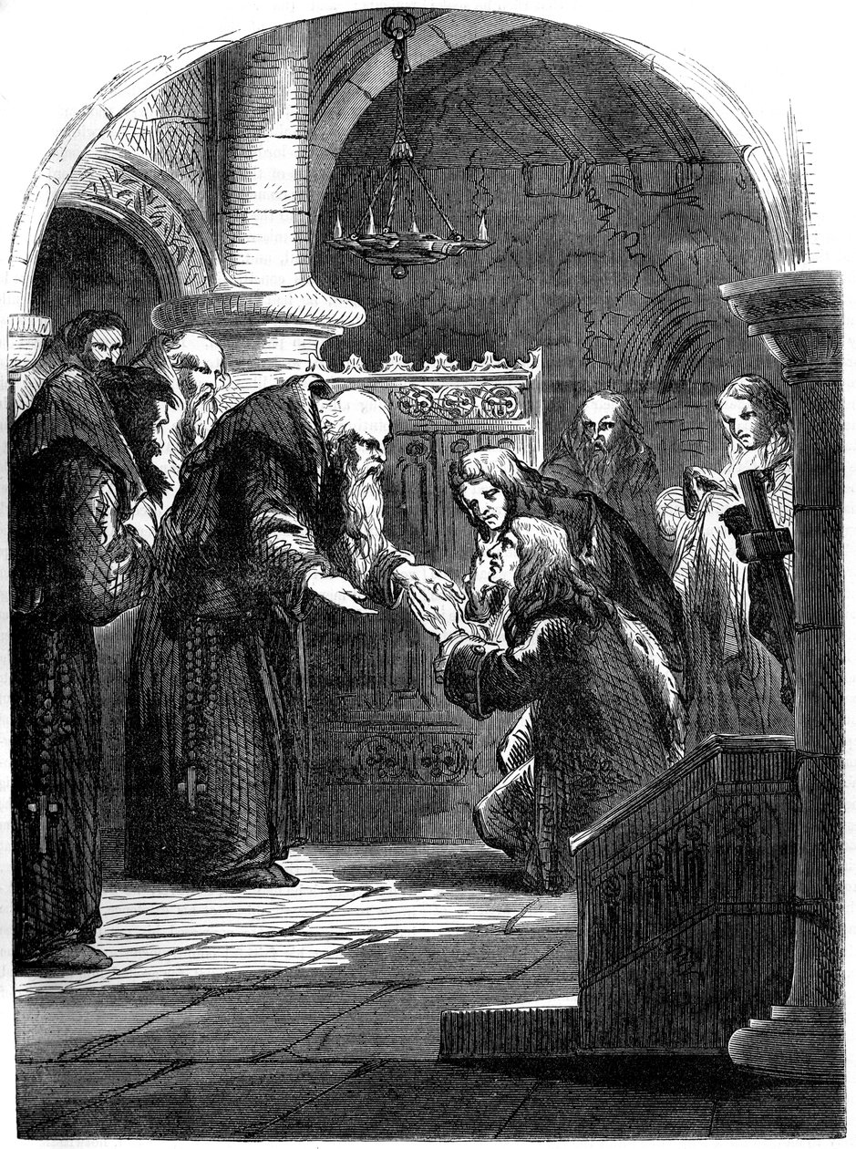 Rei James II da Inglaterra 1633-1701 na Abadia de La Trappe, Orne, França, século XVII, século XIX de Unbekannt