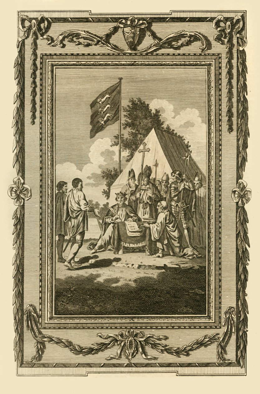 Rei João assinando Magna Charta, 5 de junho de 1215, 1783. de Unbekannt
