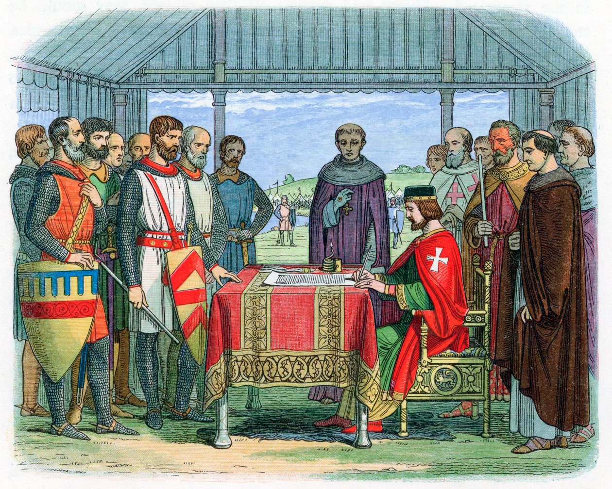 Rei João assinando a Carta Magna em Runnymede, Surrey, 15 de junho de 1215 1864 de Unbekannt