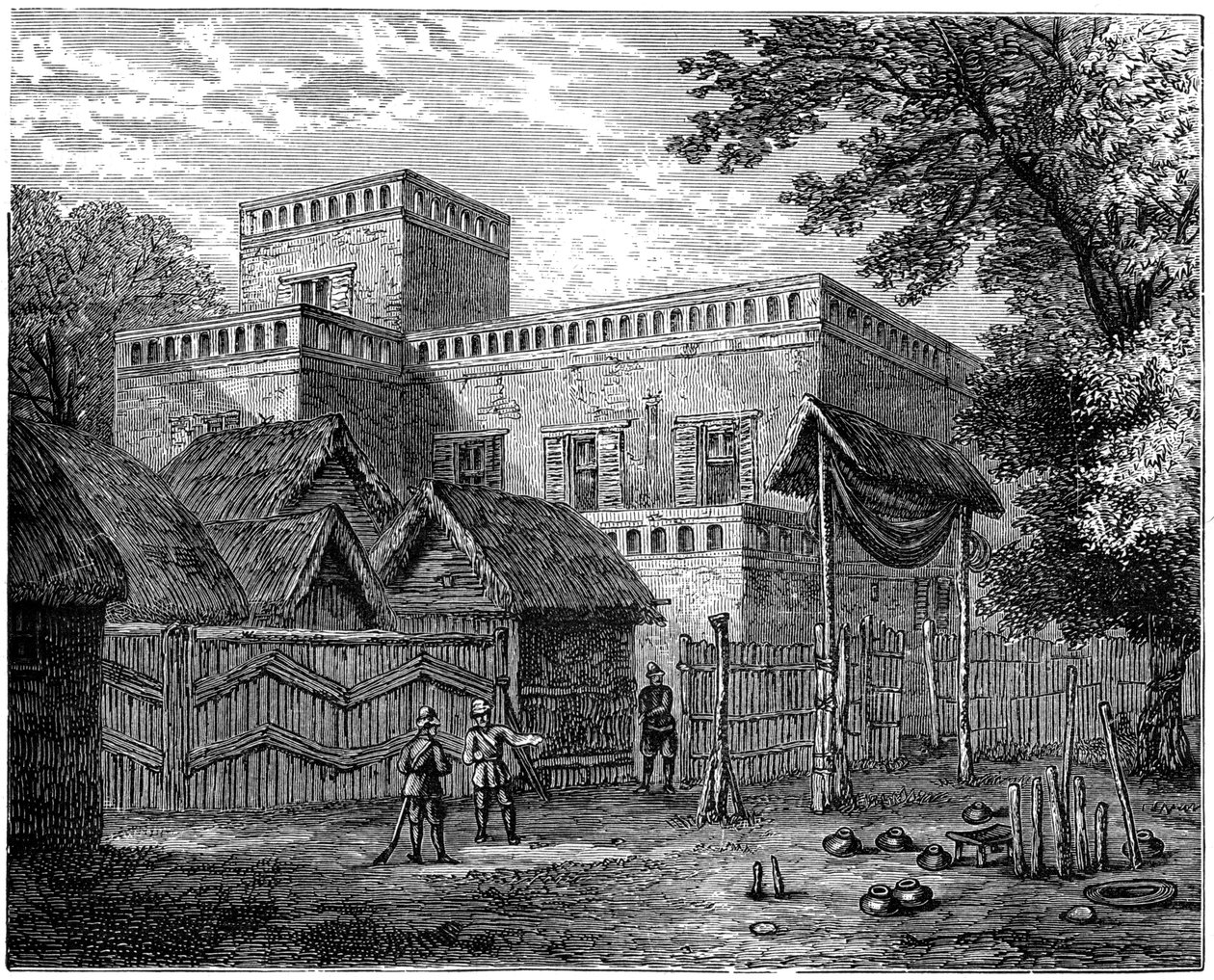 Palácio do rei Koffees, Coomassie, guerra de Ashanti, África, 1900 de Unbekannt
