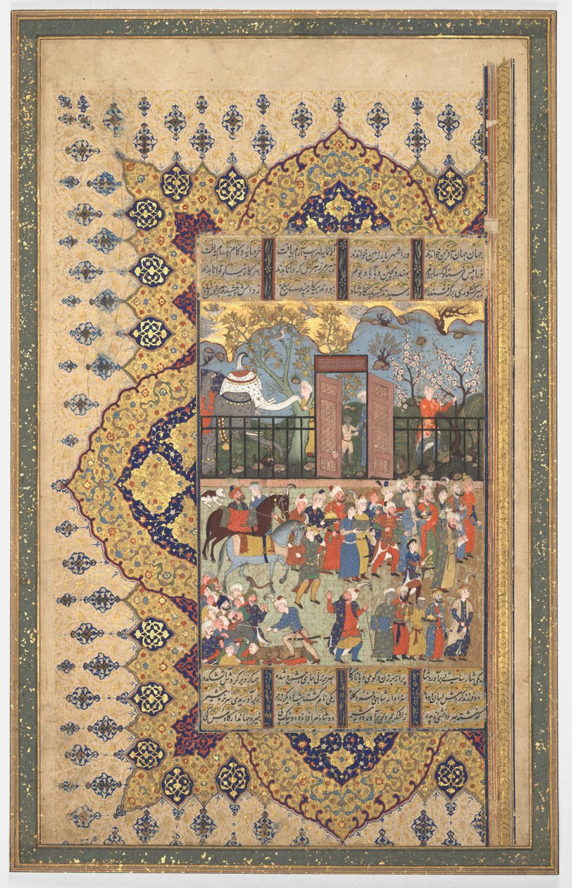 O rei Luhrasp sobe ao trono: um processon chega à corte reto ..., c. 1560s-80s. de Unbekannt