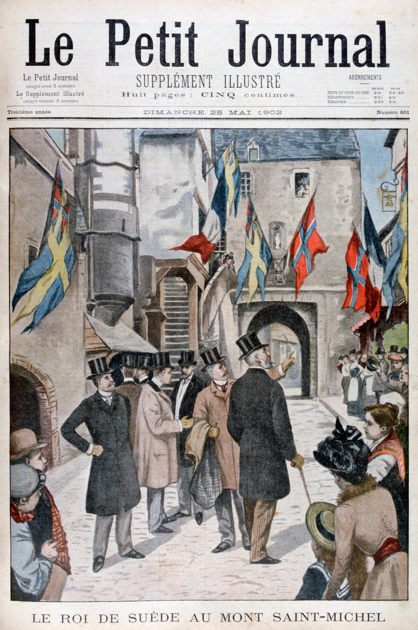 Rei Oscar II da Suécia visitando o Monte Saint-Michel, Normandia, França, 1902 de Unbekannt