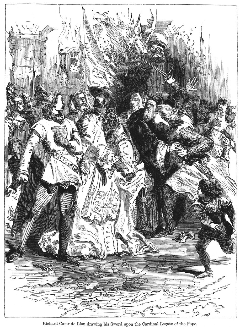 O rei Ricardo I 1157-1199 sacou a espada do Cardeal Legado do Papa de Unbekannt