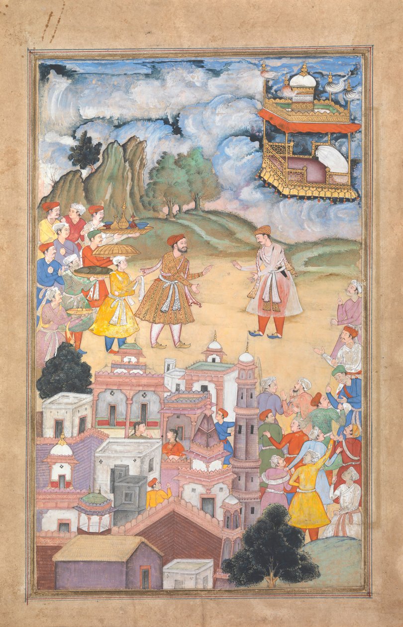 Rei Sal visita Kala Yavana, fólio dessa lenda que Hari Krishna, K. ೧೫೯೦- ೯೫. de Unbekannt