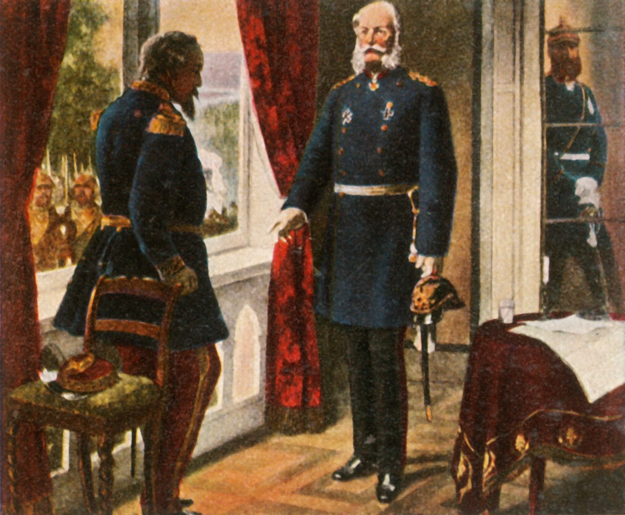 Rei Wilhelm e Imperador Napoleão após a Batalha de Sedan, 2 de setembro de 1870, 1936. de Unbekannt