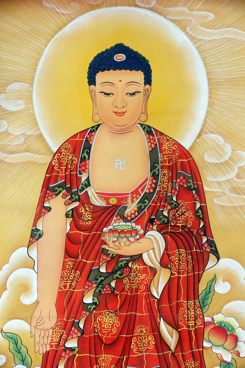 Kong Meng San Phor Kark See Monastery. Shakyamuni Buddha painting, 20160819, Singapura, Singapura de Unbekannt
