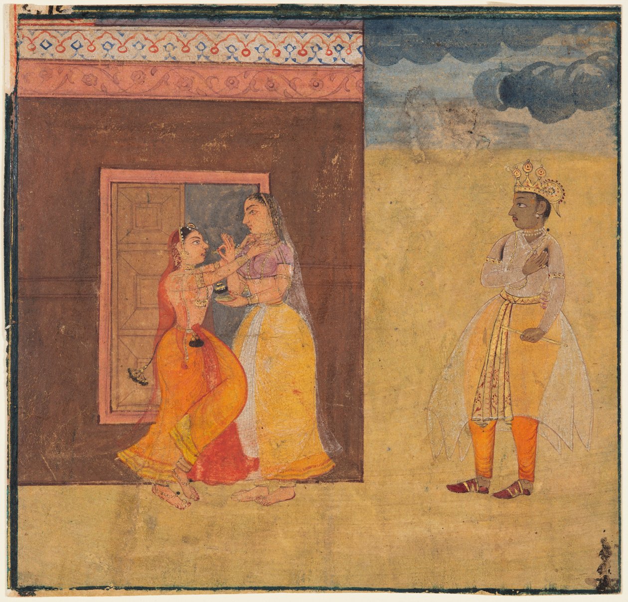Krishna Abhisarika Nayika, de um manuscrito Rasikapriya, c. 1615-25. de Unbekannt