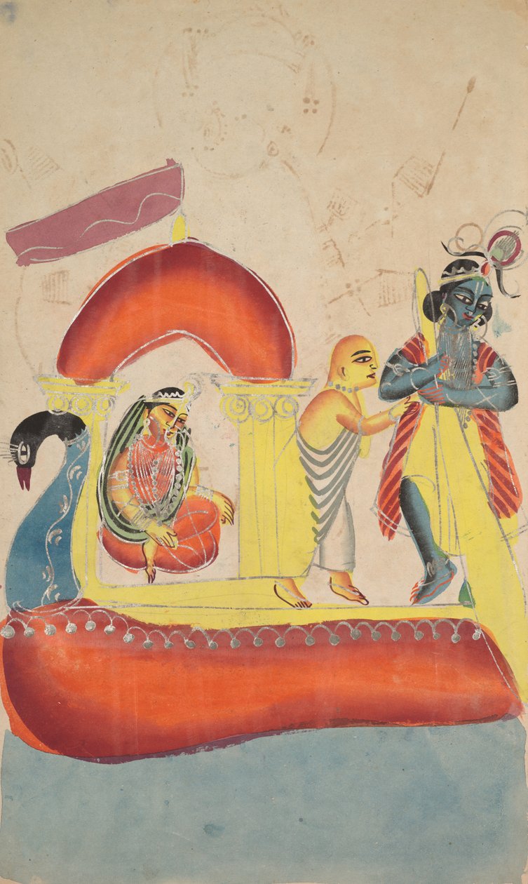 Krishna transportando Radha do outro lado do rio Yamuna, no século XIX. de Unbekannt