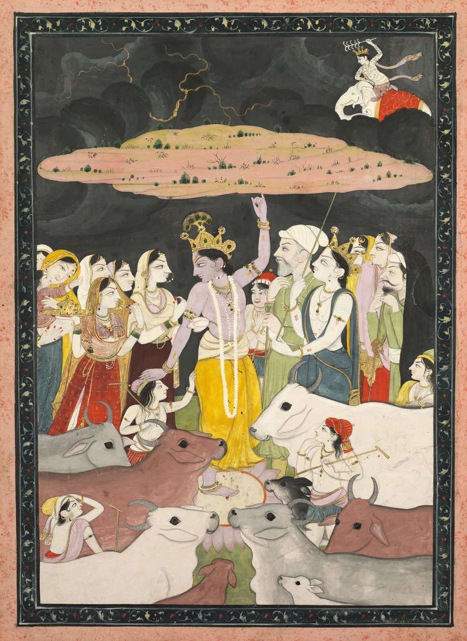 Krishna Lifting Govardhana, c. 1780-1790. de Unbekannt