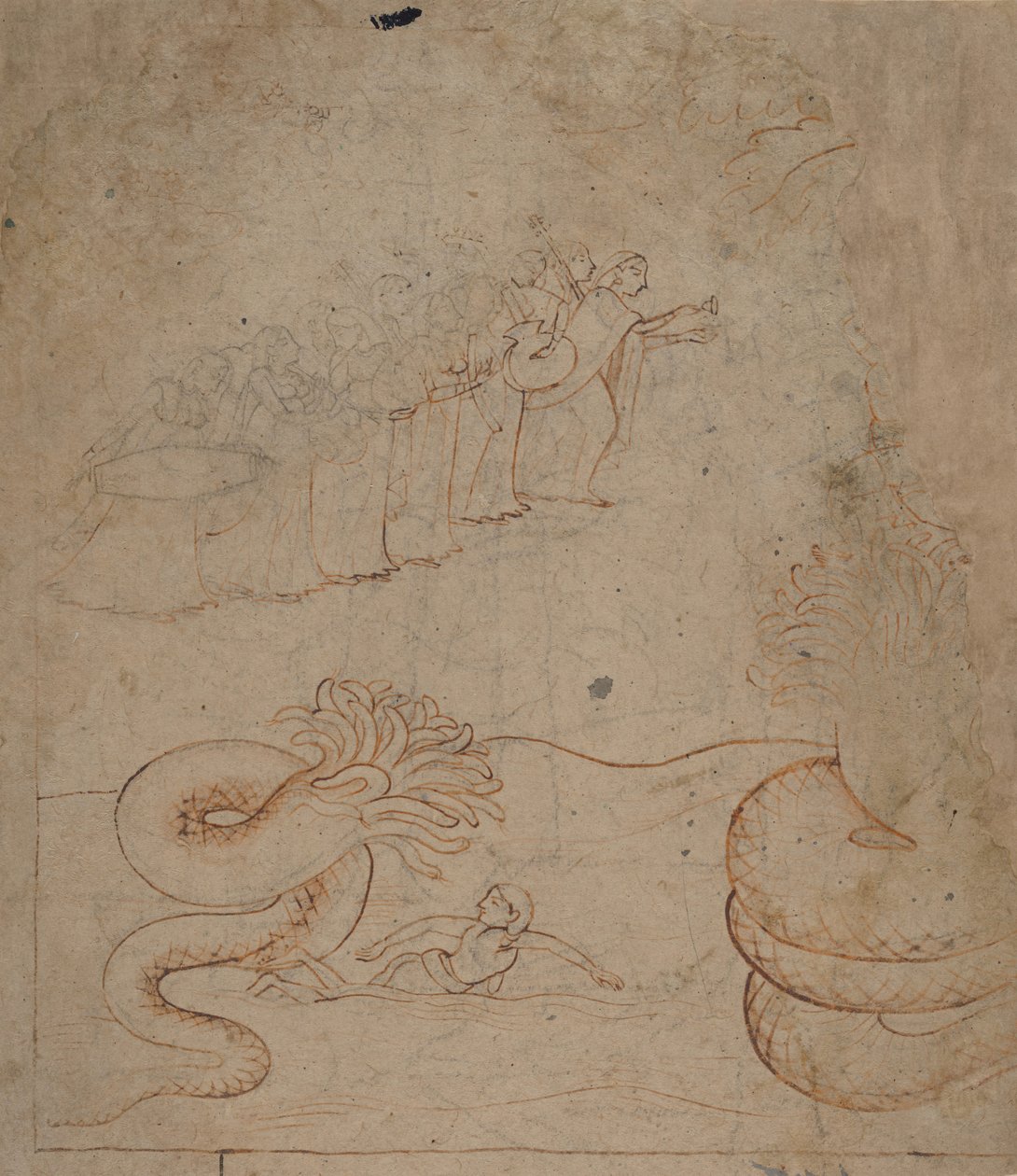 Krishna Subjuga a Serpente Kaliya no Rio Yamuna..., ca. 1780. de Unbekannt