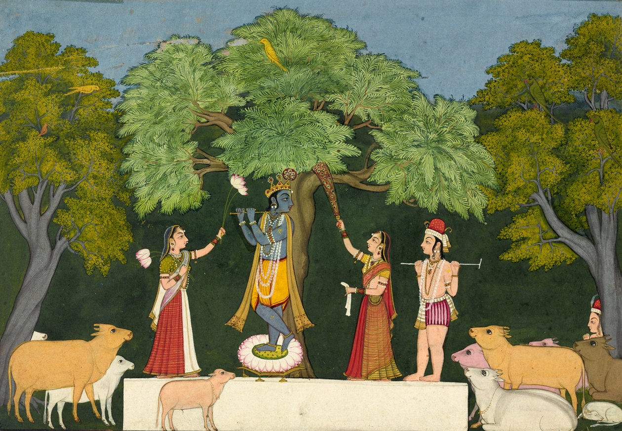 Krishna entretém seus companheiros, ca. 1760-1765. de Unbekannt