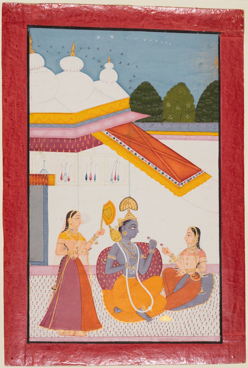 Krishna sob um dossel, c. 1680 de Unbekannt