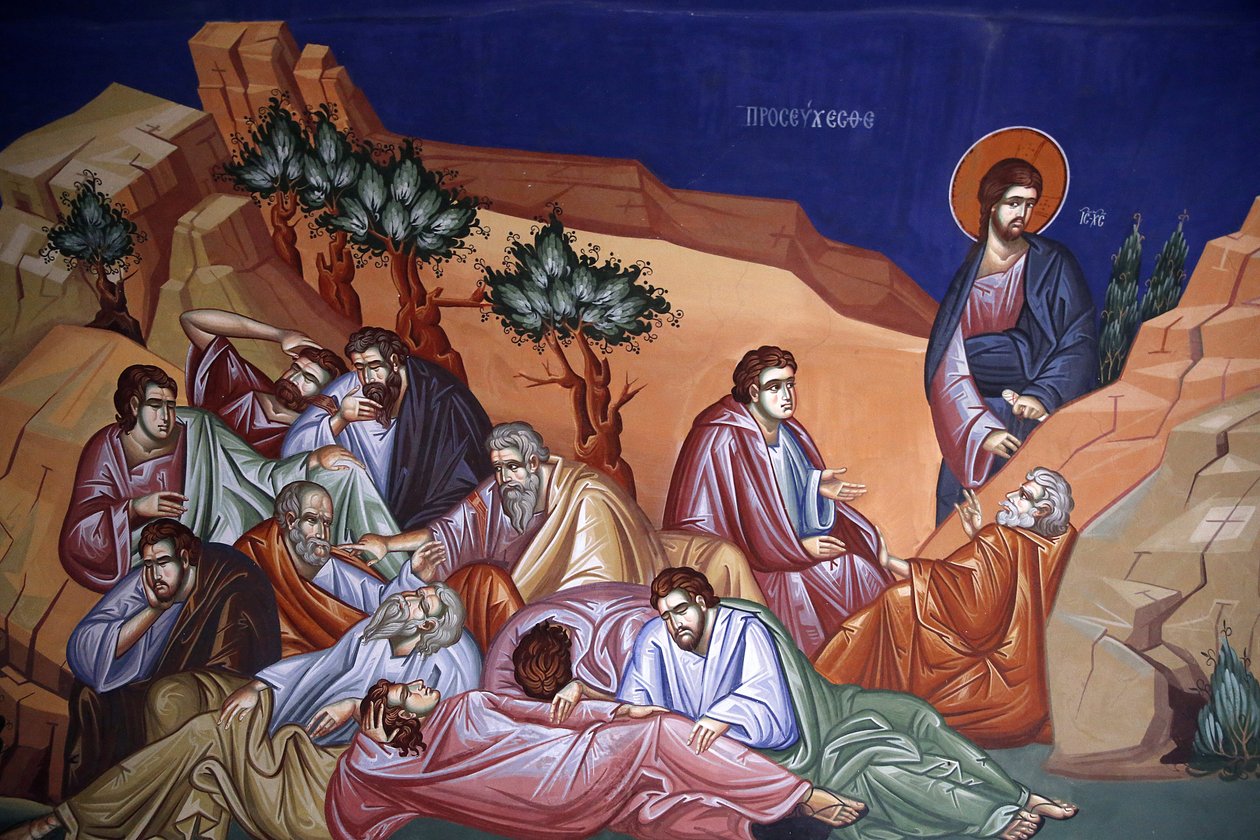 Mosteiro de Kykkos, Chipre. Jesus com os seus discípulos em Getsemani, 20150510, Pedoulas, Chipre de Unbekannt