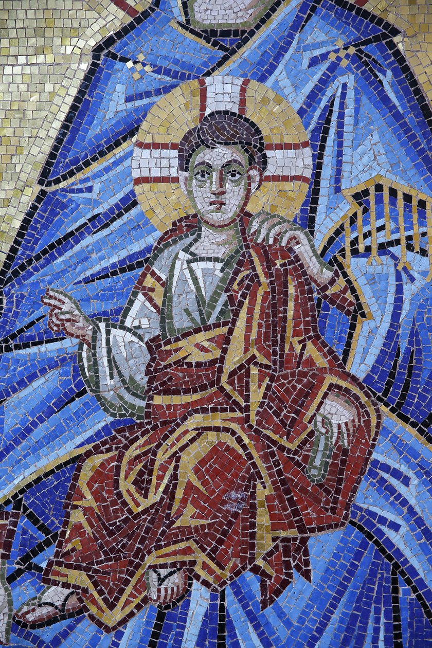 Mosteiro de Kykkos, Chipre. Detalhe do mosaico. Jesus quando criança, 20150510, Pedoulas, Chipre de Unbekannt
